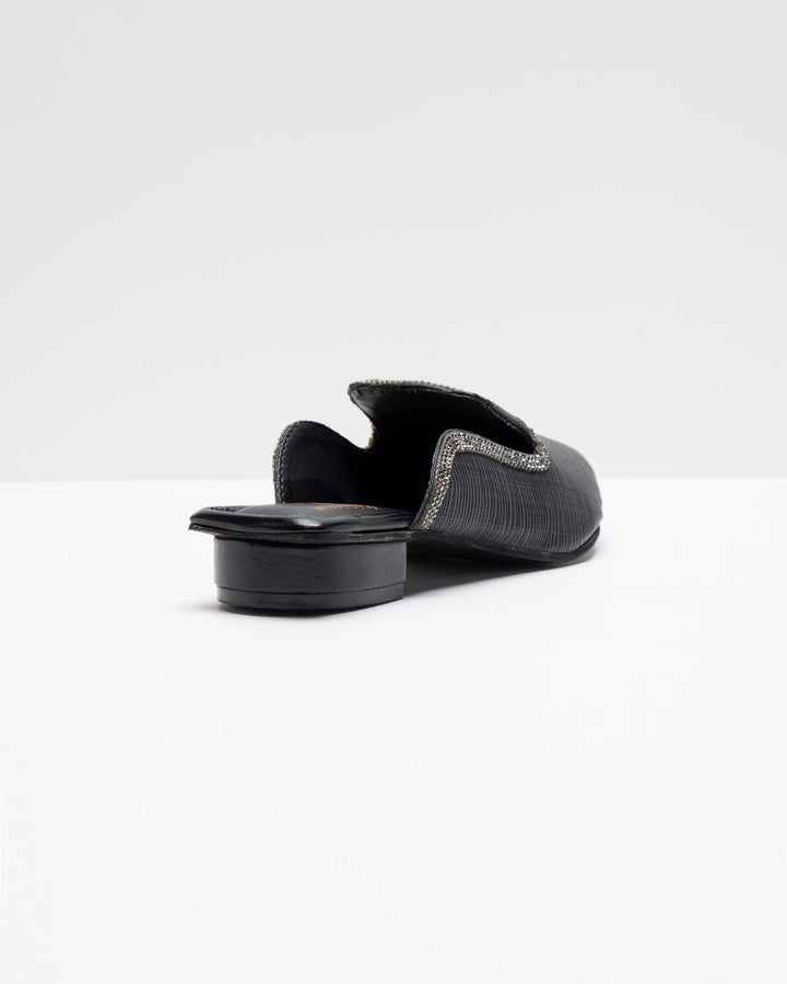 Fine Textured Black Mules - WindlustMules