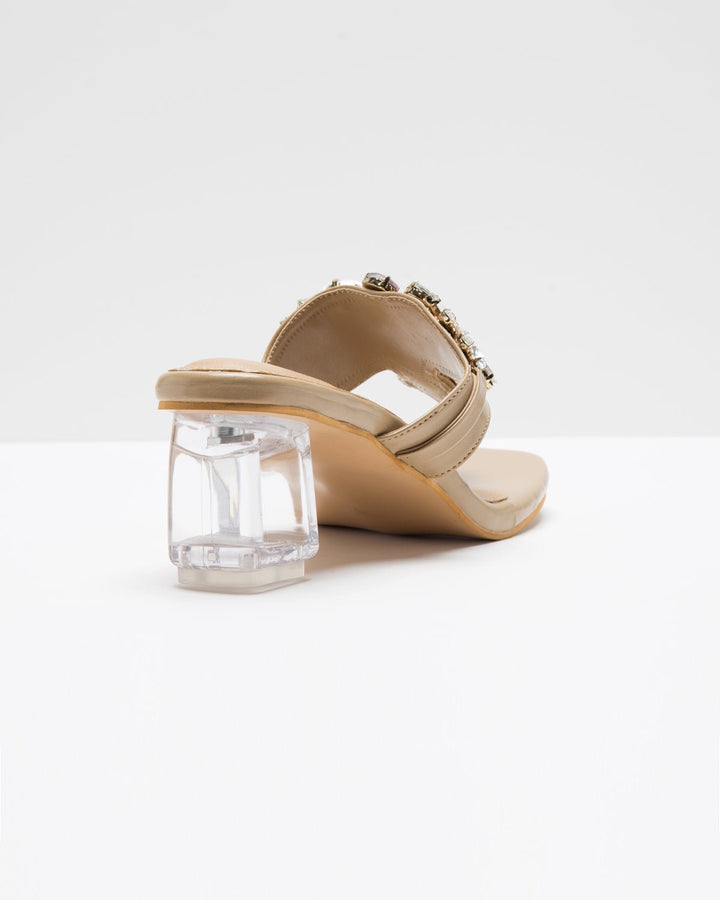 Kohlapuri Stone Embellished Heels - Nude Shade - WindlustHeels